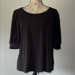 NWT CeCe L Black Blouse with Puff Sleeves